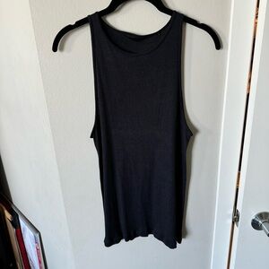 Aubry Ribbed Silk Tank- black